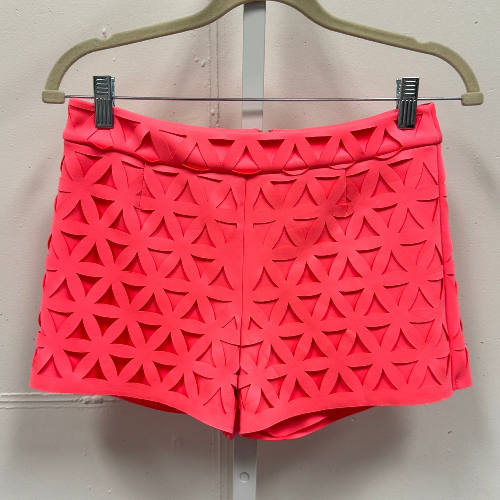 Lilly Pulitzer Lorna Short in Pink Sun Ray Daisy Laser Cut Sz 0 Summer Boho